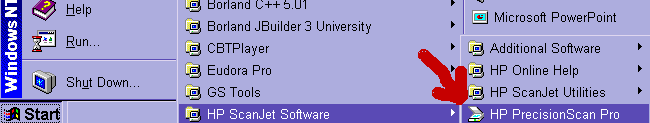 Starting HP PrecisionScan Pro